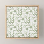 Mid Century Modern Piquet Geometric Multi Abstract Minimalist Pattern in Sage Green and Off White Mini Art Print Gallery Image 1