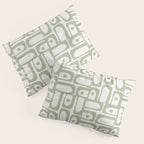 Mid Century Modern Piquet Geometric Multi Abstract Minimalist Pattern in Sage Green and Off White Pillow Sham Gallery Image 3