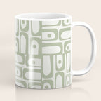 Mid Century Modern Piquet Geometric Multi Abstract Minimalist Pattern in Sage Green and Off White Coffee Mug Gallery Image 1