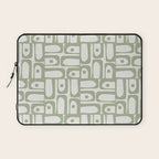 Mid Century Modern Piquet Geometric Multi Abstract Minimalist Pattern in Sage Green and Off White Laptop Sleeve Gallery Image 1