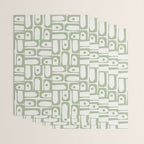 Mid Century Modern Piquet Geometric Multi Abstract Minimalist Pattern in Sage Green and Off White Wrapping Paper Gallery Image 3