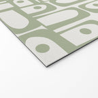 Mid Century Modern Piquet Geometric Multi Abstract Minimalist Pattern in Sage Green and Off White Welcome Mat Gallery Image 2