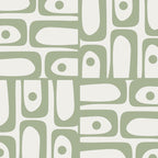 Mid Century Modern Piquet Geometric Multi Abstract Minimalist Pattern in Sage Green and Off White Coffee Mug Gallery Image 2