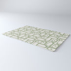 Mid Century Modern Piquet Geometric Multi Abstract Minimalist Pattern in Sage Green and Off White Rug Gallery Image 3