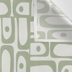 Mid Century Modern Piquet Geometric Multi Abstract Minimalist Pattern in Sage Green and Off White Wall Tapestry Gallery Image 3