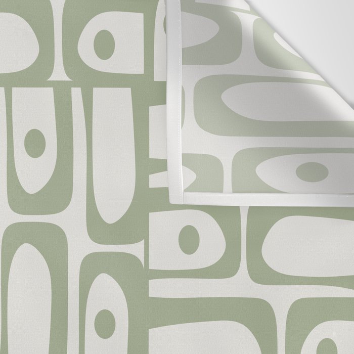 Mid Century Modern Piquet Geometric Multi Abstract Minimalist Pattern in Sage Green and Off White Wall Tapestry Gallery Image 3