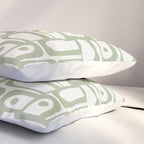 Mid Century Modern Piquet Geometric Multi Abstract Minimalist Pattern in Sage Green and Off White Pillow Sham Gallery Image 3