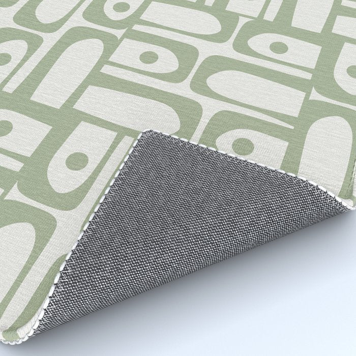 Mid Century Modern Piquet Geometric Multi Abstract Minimalist Pattern in Sage Green and Off White Rug Gallery Image 4