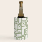 Mid Century Modern Piquet Geometric Multi Abstract Minimalist Pattern in Sage Green and Off White Wine Chiller Gallery Image 3