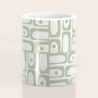 Mid Century Modern Piquet Geometric Multi Abstract Minimalist Pattern in Sage Green and Off White Coffee Mug Gallery Image 4