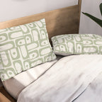 Mid Century Modern Piquet Geometric Multi Abstract Minimalist Pattern in Sage Green and Off White Pillow Sham Gallery Image 2