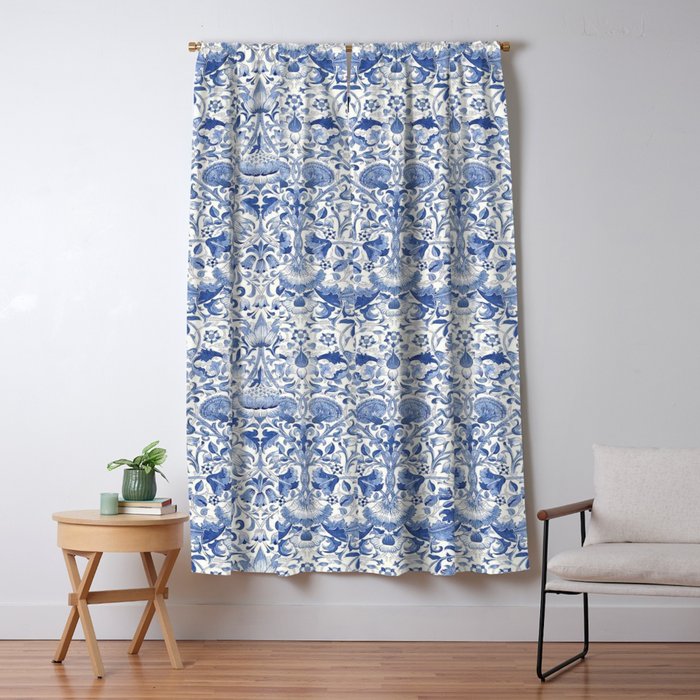 William Morris Vintage Lodden China Blue Toile Window Curtain Gallery Image 5