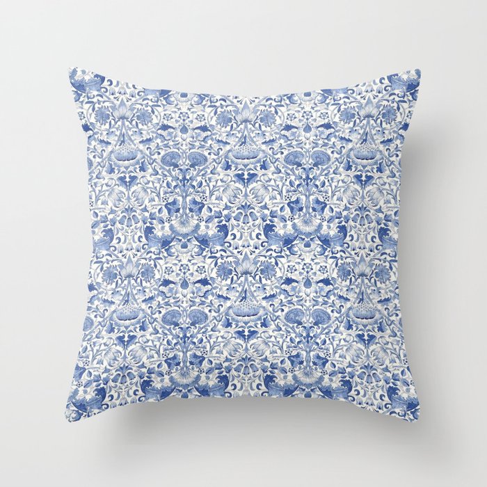 William Morris Vintage Lodden China Blue Toile Throw Pillow Gallery Image 1