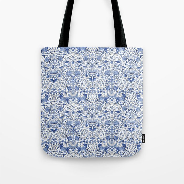 William Morris Vintage Lodden China Blue Toile Tote Bag Gallery Image 1