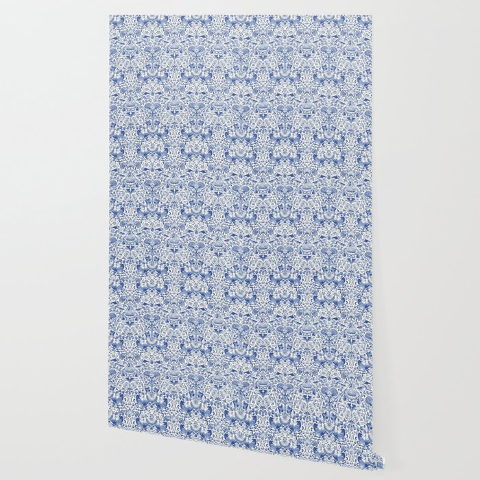 William Morris Vintage Lodden China Blue Toile Wallpaper Gallery Image 2
