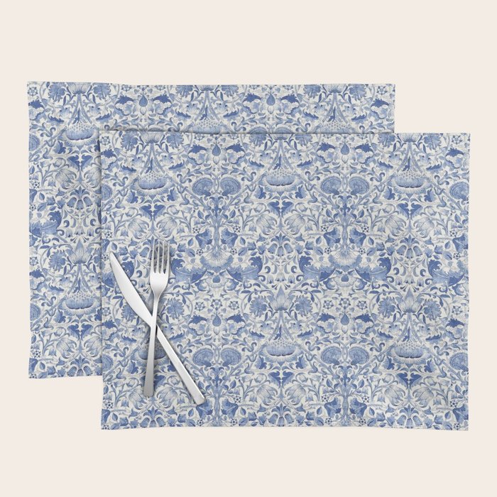William Morris Vintage Lodden China Blue Toile Placemat Gallery Image 1