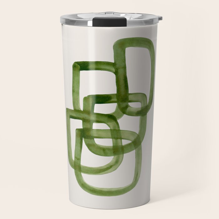 EnShape by Ejaaz Haniff 'Algae Bloom' Green Mid Century Modern Minimal Minimalist Watercolor Abstract Funky Fun Style Travel Mug Gallery Image 1