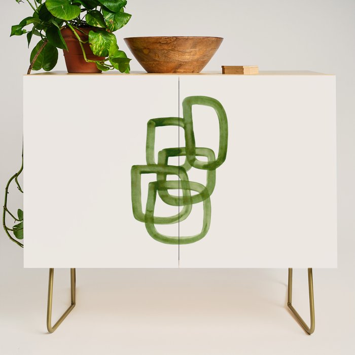 EnShape by Ejaaz Haniff 'Algae Bloom' Green Mid Century Modern Minimal Minimalist Watercolor Abstract Funky Fun Style Credenza Gallery Image 1