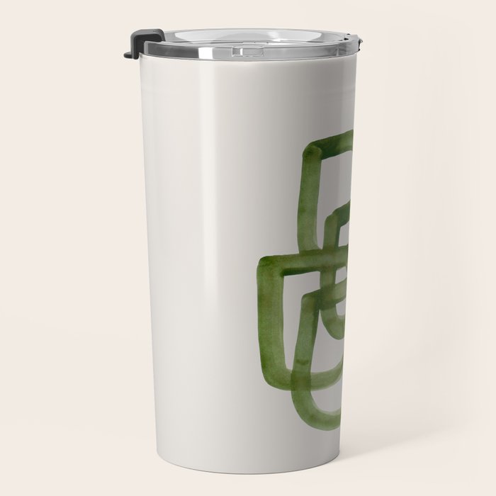 EnShape by Ejaaz Haniff 'Algae Bloom' Green Mid Century Modern Minimal Minimalist Watercolor Abstract Funky Fun Style Travel Mug Gallery Image 3