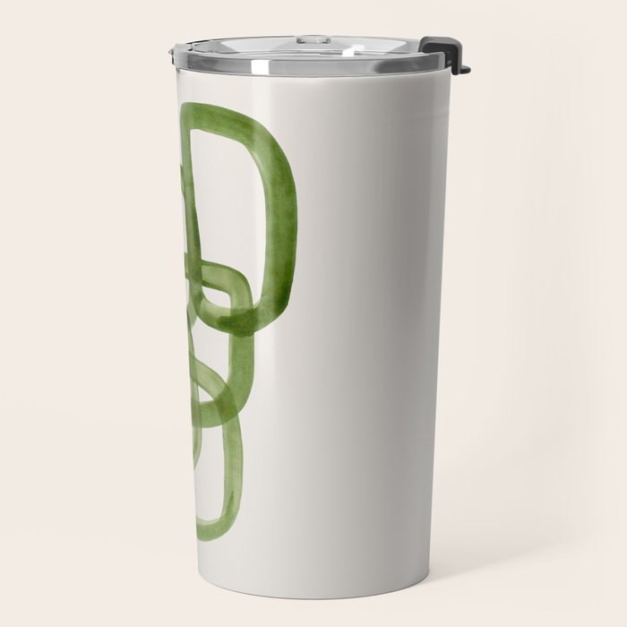 EnShape by Ejaaz Haniff 'Algae Bloom' Green Mid Century Modern Minimal Minimalist Watercolor Abstract Funky Fun Style Travel Mug Gallery Image 2