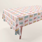 Cowgirl Boots and Daisies, Blush Pink, Mint, Cute Pastel Cowboy Pattern Tablecloth Gallery Image 1