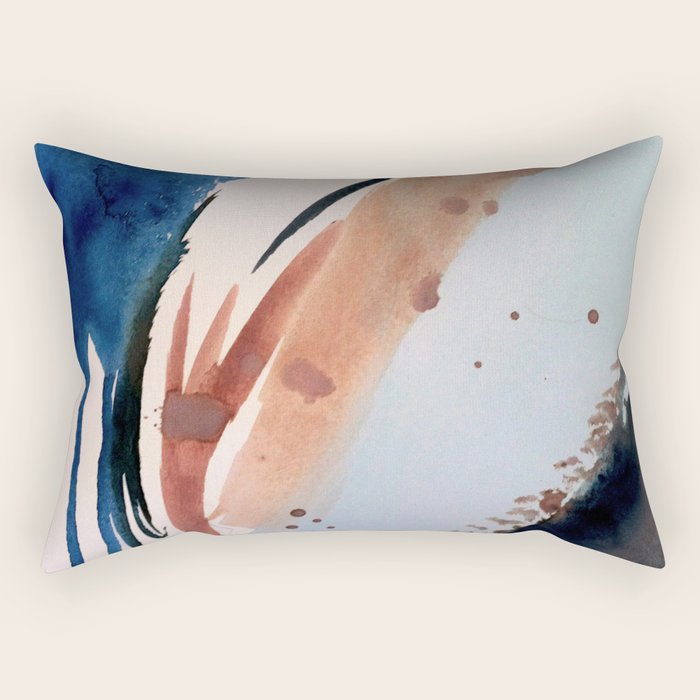 708 - a minimal mixed media abstract piece in blues, pinks, and white Rectangular Pillow Gallery Image 2