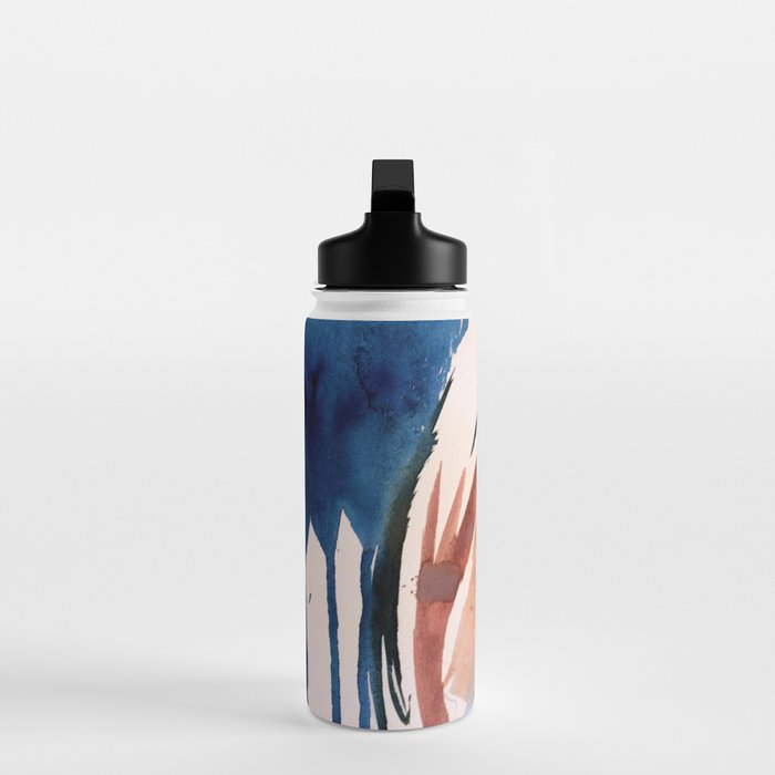 708 - a minimal mixed media abstract piece in blues, pinks, and white Water Bottle Gallery Image 3