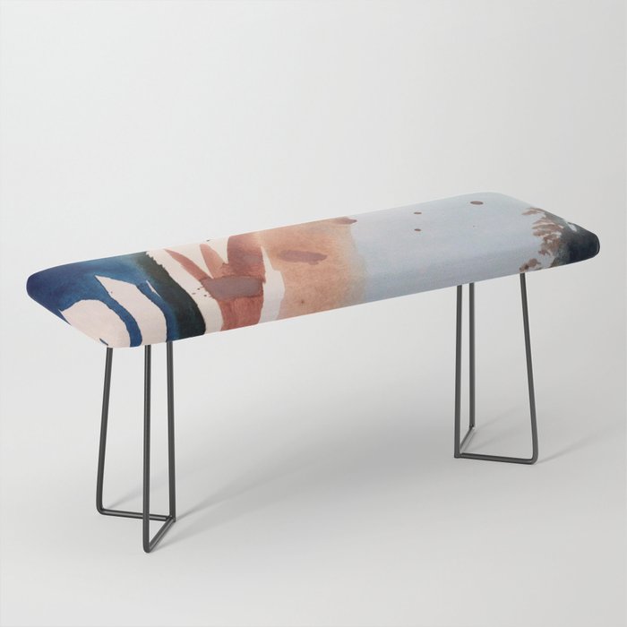 708 - a minimal mixed media abstract piece in blues, pinks, and white Bench Gallery Image 1