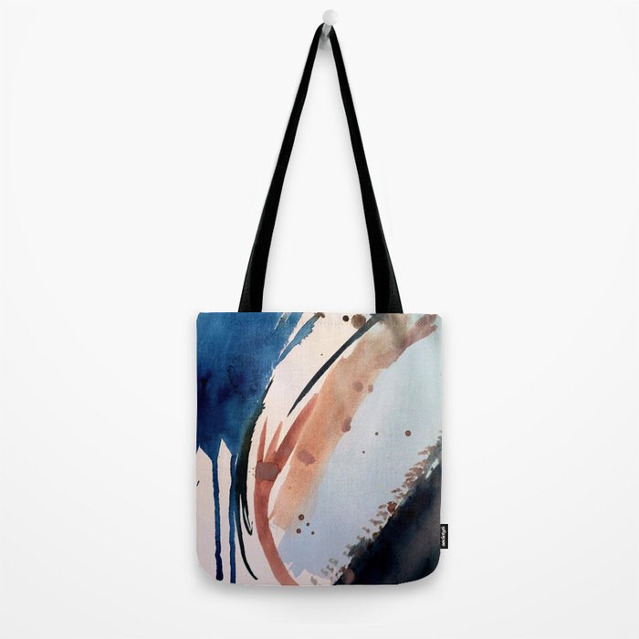 708 - a minimal mixed media abstract piece in blues, pinks, and white Tote Bag Gallery Image 2