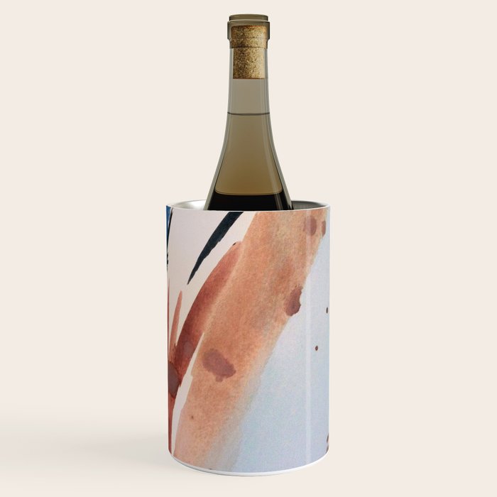 708 - a minimal mixed media abstract piece in blues, pinks, and white Wine Chiller Gallery Image 1