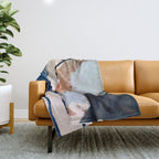 708 - a minimal mixed media abstract piece in blues, pinks, and white Throw Blanket Gallery Image 1