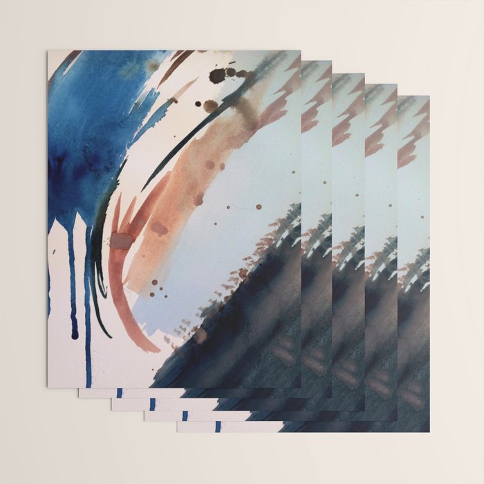 708 - a minimal mixed media abstract piece in blues, pinks, and white Wrapping Paper Gallery Image 3