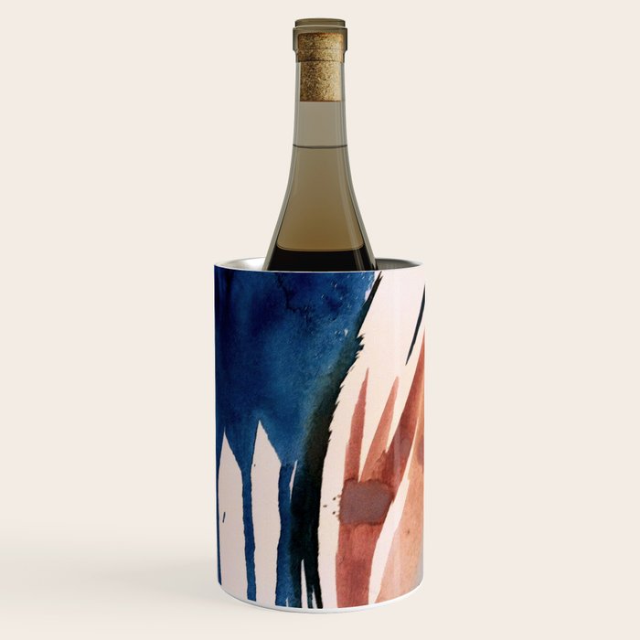 708 - a minimal mixed media abstract piece in blues, pinks, and white Wine Chiller Gallery Image 2