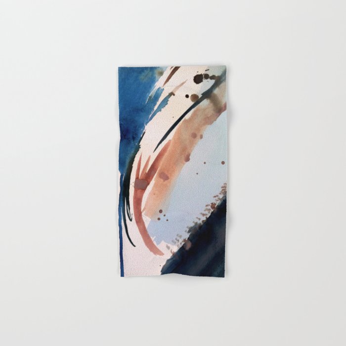 708 - a minimal mixed media abstract piece in blues, pinks, and white Bath Towel Gallery Image 1