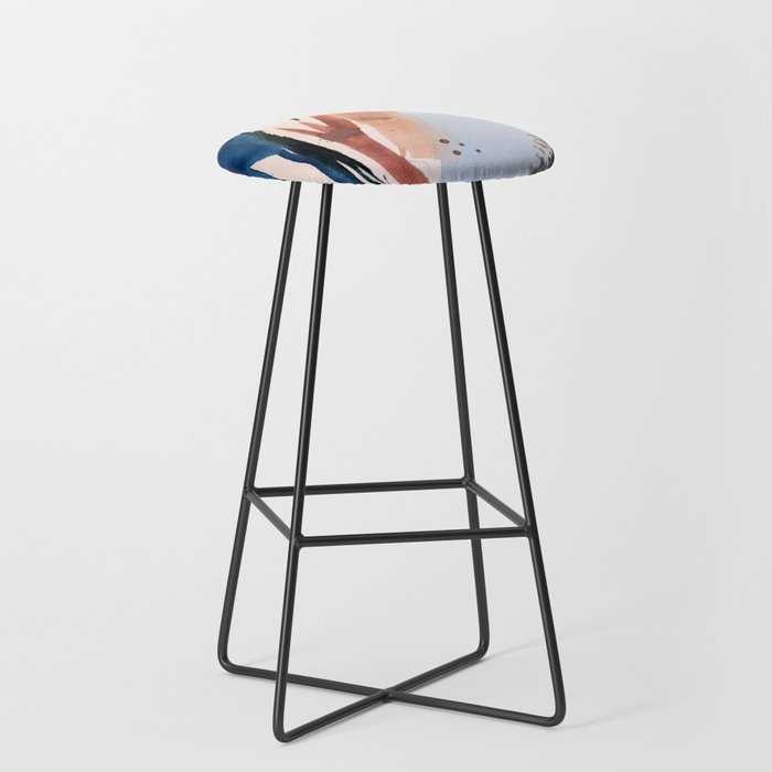 708 - a minimal mixed media abstract piece in blues, pinks, and white Stool Gallery Image 1