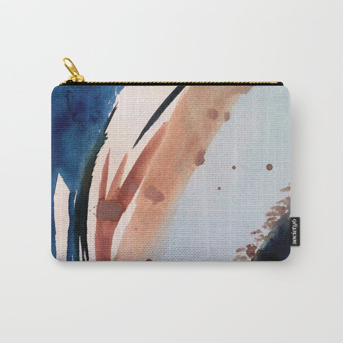 708 - a minimal mixed media abstract piece in blues, pinks, and white Carry All Pouch Gallery Image 1