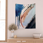 708 - a minimal mixed media abstract piece in blues, pinks, and white Wall Tapestry Gallery Image 2