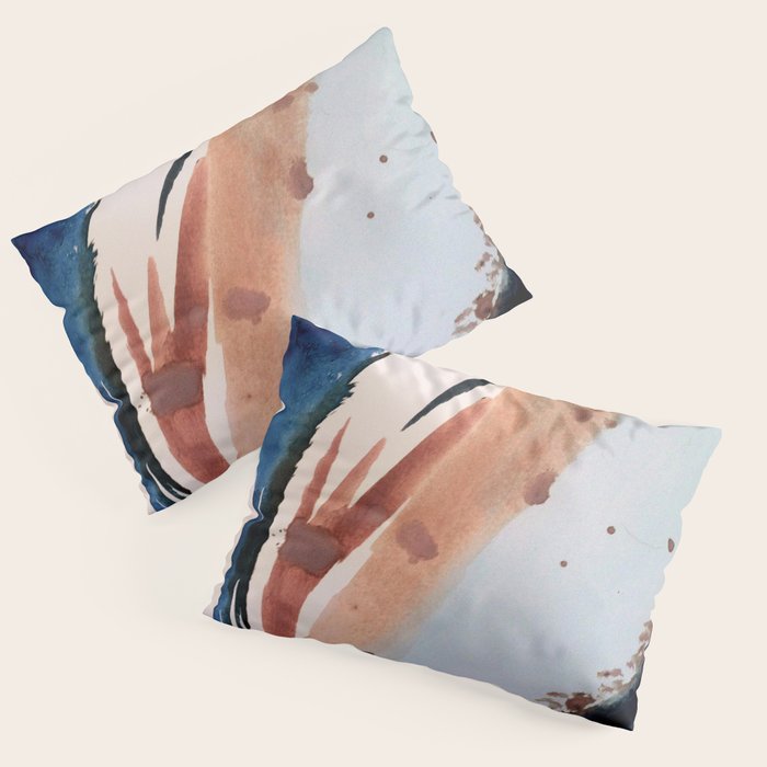 708 - a minimal mixed media abstract piece in blues, pinks, and white Pillow Sham Gallery Image 3