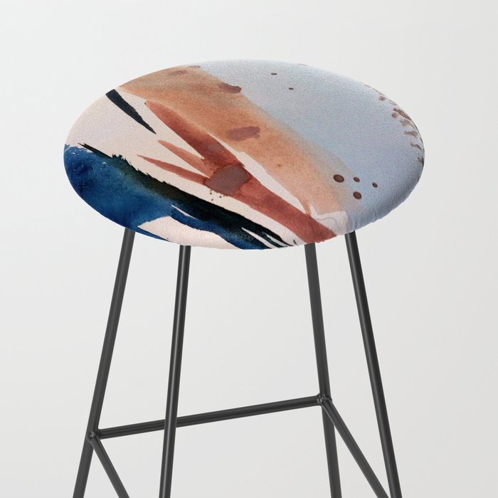 708 - a minimal mixed media abstract piece in blues, pinks, and white Stool Gallery Image 2