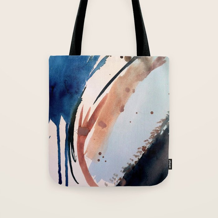 708 - a minimal mixed media abstract piece in blues, pinks, and white Tote Bag Gallery Image 1