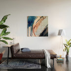708 - a minimal mixed media abstract piece in blues, pinks, and white Wood Wall Art Gallery Image 2