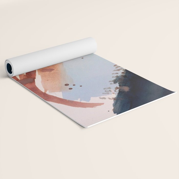 708 - a minimal mixed media abstract piece in blues, pinks, and white Yoga Mat Gallery Image 2