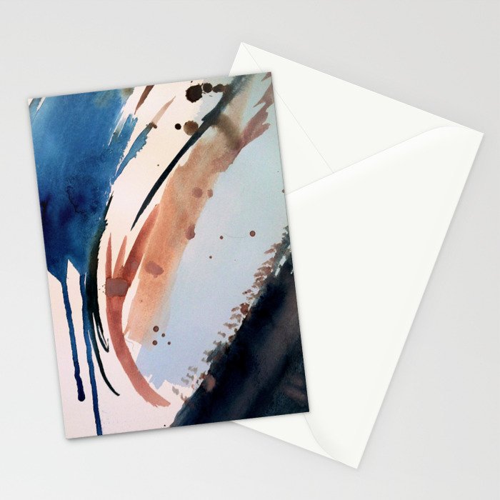 708 - a minimal mixed media abstract piece in blues, pinks, and white Stationery Card Gallery Image 2