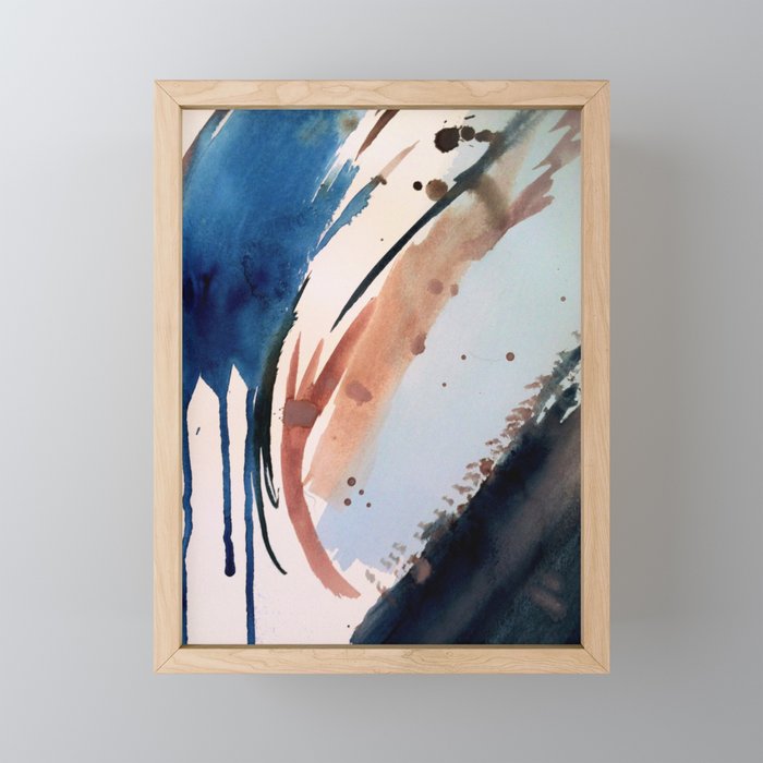 708 - a minimal mixed media abstract piece in blues, pinks, and white Mini Art Print Gallery Image 1