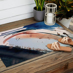 708 - a minimal mixed media abstract piece in blues, pinks, and white Outdoor Rug Gallery Image 2