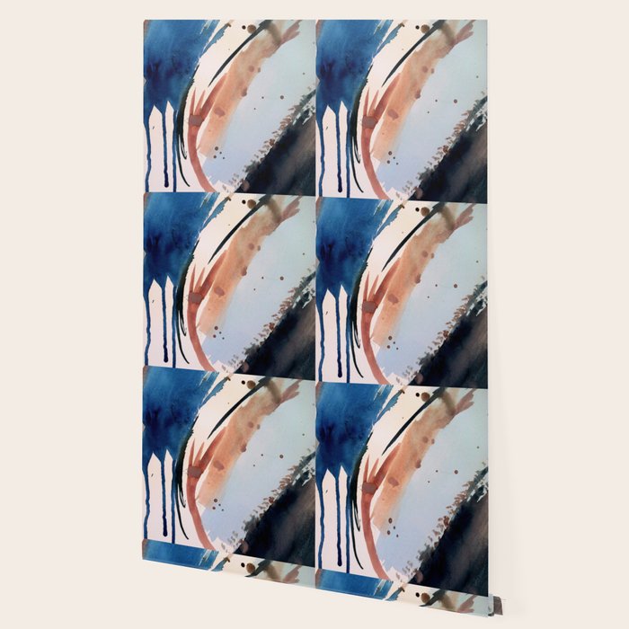 708 - a minimal mixed media abstract piece in blues, pinks, and white Wallpaper Gallery Image 2