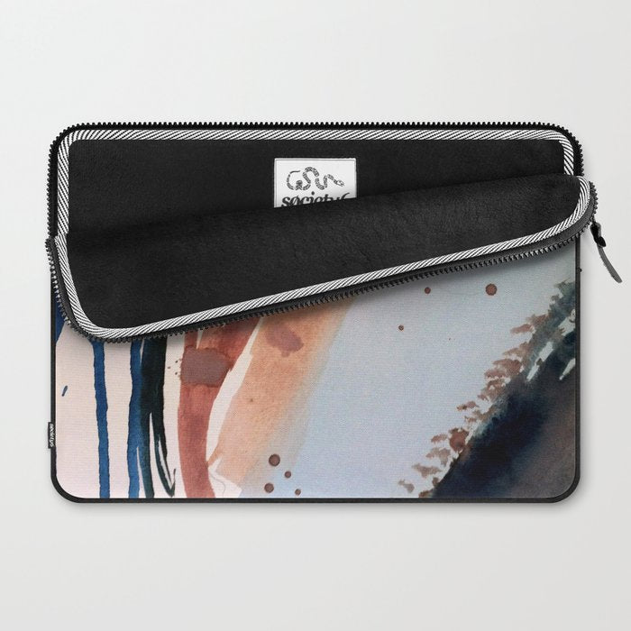 708 - a minimal mixed media abstract piece in blues, pinks, and white Laptop Sleeve Gallery Image 2
