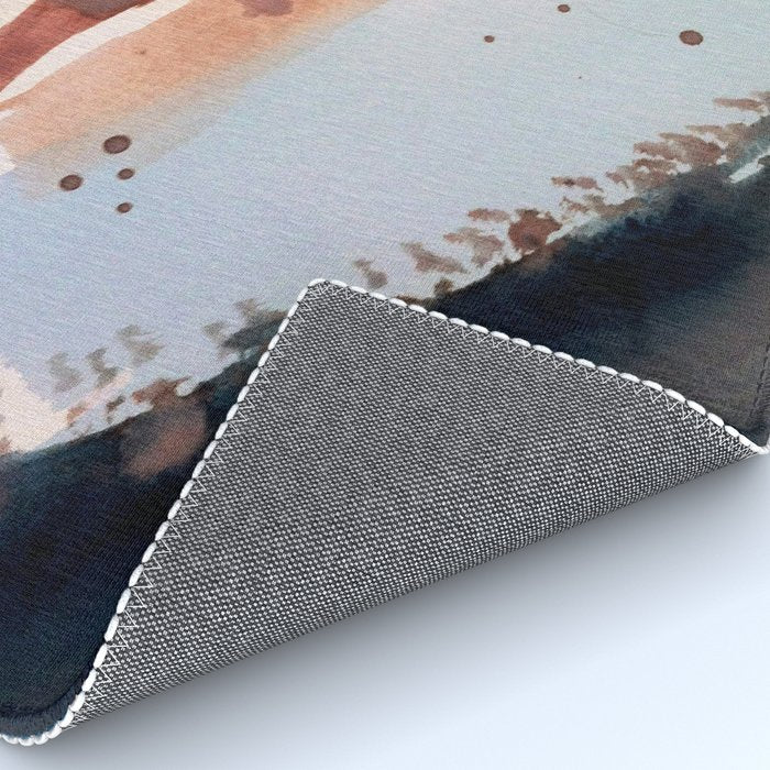 708 - a minimal mixed media abstract piece in blues, pinks, and white Rug Gallery Image 4