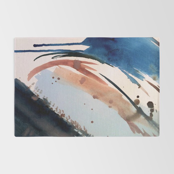 708 - a minimal mixed media abstract piece in blues, pinks, and white Rug Gallery Image 2