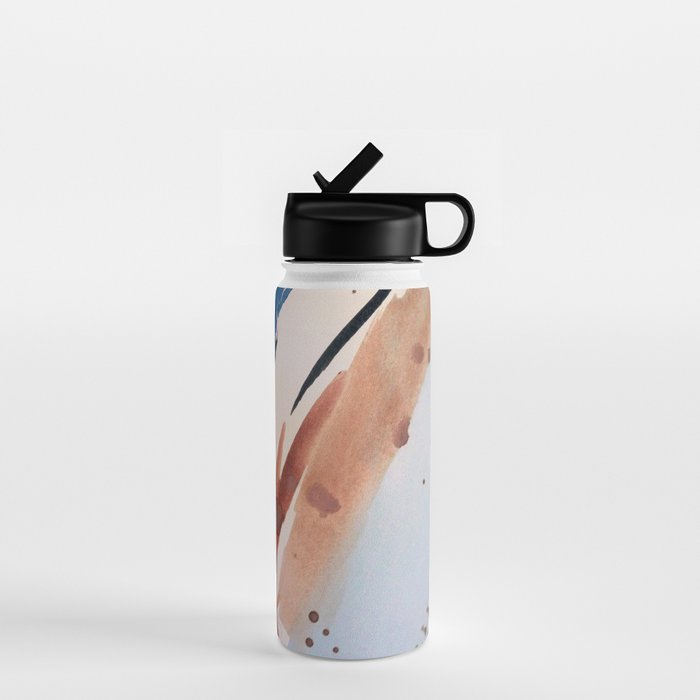 708 - a minimal mixed media abstract piece in blues, pinks, and white Water Bottle Gallery Image 1